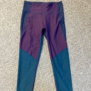 Super cute purple and blue Outdoor Voices color block leggings, size S